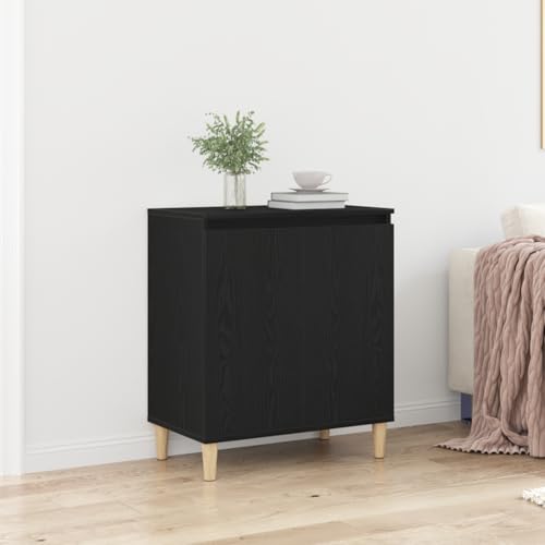 Qnhdfrt Sideboard Schwarz Eiche 60x35x70 cm aus massivem Eichenholz und Holzwerkstoff mit 2 Türen Modernes Design für Esszimmer und Wohnzimmer praktischer Aufbewahrungsschrank von Qnhdfrt