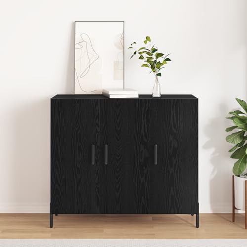 Qnhdfrt Sideboard Schwarz Eiche Holzwerkstoff Matt 90x34x80 cm Modernes Design mit 2 Türen für Esszimmer Wohnzimmer Aufbewahrung Qnhdfrt Sideboard Schwarz Eiche Holzwerkstoff Matt 90x34x80 cm Modernes Design mit 2 Türen für Esszimmer Wohnzimmer Aufbewahrung von Qnhdfrt