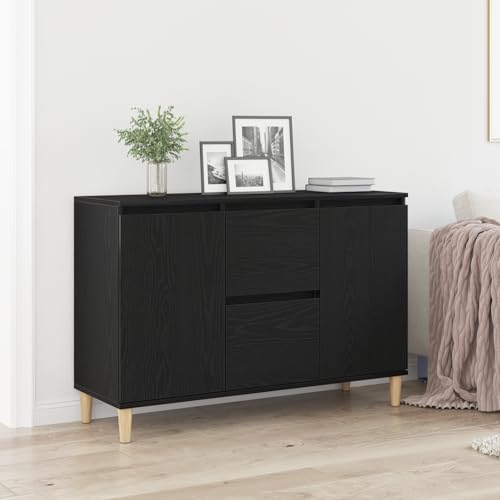 Qnhdfrt Sideboard Schwarz Eiche Massivholz Schlankes Design 101x35x60 cm mit 4 Fächern 2 Türen Stauraum für Esszimmer Wohnzimmer Flur Qnhdfrt Sideboard Schwarz Eiche Massivholz Schlankes Design 101x35x60 cm mit 4 Fächern 2 Türen Stauraum für Esszimmer Wohnzimmer Flur von Qnhdfrt