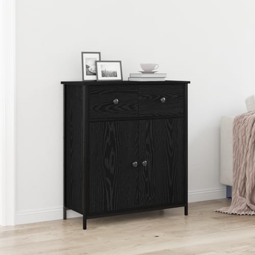 Qnhdfrt Sideboard Schwarz Eiche Modern 70x30x80 cm Schrank mit Türen und Schubladen für Wohnzimmer Esszimmer Stauraum Möbel Qnhdfrt Sideboard Schwarz Eiche Modern 70x30x80 cm Schrank mit Türen und Schubladen für Wohnzimmer Esszimmer Stauraum Möbel von Qnhdfrt