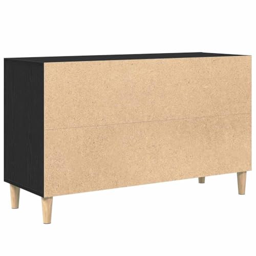 Qnhdfrt Sideboard Schwarz Eichen-Optik 100x36x60 cm Holzwerkstoff Massivholz Beistellschrank mit Stauraum für Wohnzimmer Küche Flur von Qnhdfrt
