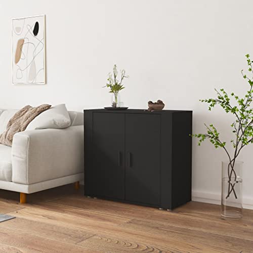 Qnhdfrt Sideboard Schwarz Holzwerkstoff 80x33x70 cm Breites Schrank mit Stauraum Fächern Türen Stabile Oberplatte für Wohnzimmer Küche Flur Qnhdfrt Sideboard Schwarz Holzwerkstoff 80x33x70 cm Breites Schrank mit Stauraum Fächern Türen Stabile Oberplatte für Wohnzimmer Küche Flur von Qnhdfrt