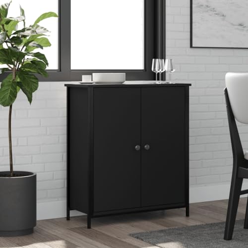 Qnhdfrt Sideboard Schwarz Holzwerkstoff Beistellschrank 70x30x80 cm mit verstellbaren Beinen und viel Stauraum für Wohnzimmer Küche oder Flur Qnhdfrt Sideboard Schwarz Holzwerkstoff Beistellschrank 70x30x80 cm mit verstellbaren Beinen und viel Stauraum für Wohnzimmer Küche oder Flur von Qnhdfrt