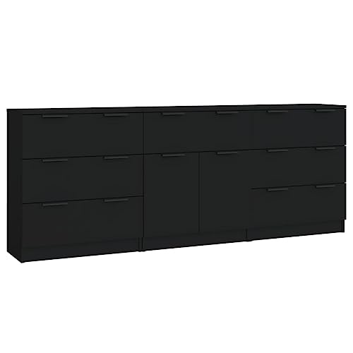 Qnhdfrt Sideboard Schwarz Holzwerkstoff Kommode 3 Schubladen Aufbewahrung Möbel Set für Wohnzimmer Flur Küche Modernes Design Qnhdfrt Sideboard Schwarz Holzwerkstoff Kommode 3 Schubladen Aufbewahrung Möbel Set für Wohnzimmer Flur Küche Modernes Design von Qnhdfrt