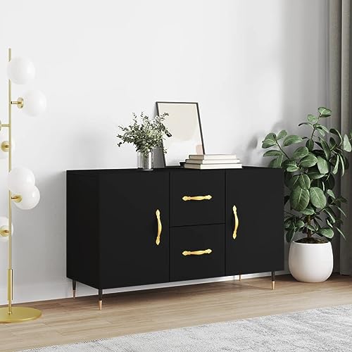Qnhdfrt Sideboard Schwarz Holzwerkstoff Metallbeine 100x36x60 cm Modernes Sideboard mit Stauraum für Wohnzimmer Flur Esszimmer von Qnhdfrt