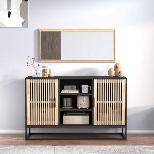 Qnhdfrt Sideboard Schwarz Holzwerkstoff Mit Massivem Kiefernholz 105x30x65 cm Breit Großer Stauraum Stabile Eisenbeine für Wohnzimmer Küche und Flur Qnhdfrt Sideboard Schwarz Holzwerkstoff Mit Massivem Kiefernholz 105x30x65 cm Breit Großer Stauraum Stabile Eisenbeine für Wohnzimmer Küche und Flur von Qnhdfrt