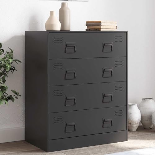 Qnhdfrt Sideboard Schwarz Kaltgewalzter Stahl 67x39x83 cm mit 4 Schubladen und 8 Griffen - Robuster Schubladenschrank für Wohnzimmer Küche Flur Büro Qnhdfrt Sideboard Schwarz Kaltgewalzter Stahl 67x39x83 cm mit 4 Schubladen und 8 Griffen - Robuster Schubladenschrank für Wohnzimmer Küche Flur Büro von Qnhdfrt