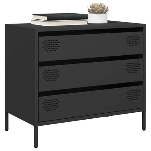 Qnhdfrt Sideboard Schwarz Kaltgewalzter Stahl 68x39x58,5 cm mit 3 Schubladen Stabiles Design für Wohnzimmer Flur Schlafzimmer oder Büro Qnhdfrt Sideboard Schwarz Kaltgewalzter Stahl 68x39x58,5 cm mit 3 Schubladen Stabiles Design für Wohnzimmer Flur Schlafzimmer oder Büro von Qnhdfrt