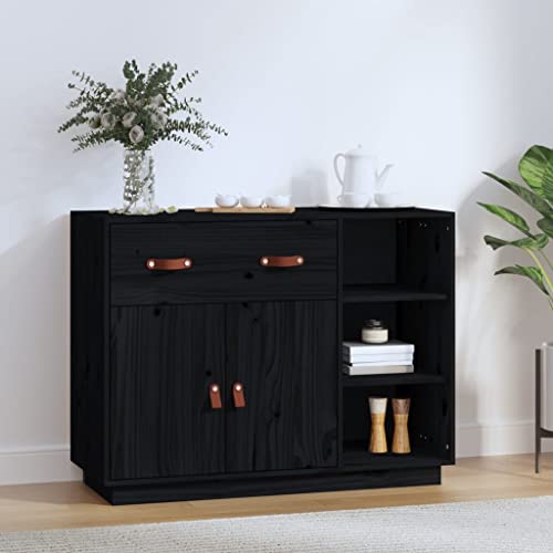 Qnhdfrt Sideboard Schwarz Massivholz Kiefer 98,5x40x75 cm Robust mit Großem Stauraum Stabile Oberfläche für Wohnzimmer Küche Flur Qnhdfrt Sideboard Schwarz Massivholz Kiefer 98,5x40x75 cm Robust mit Großem Stauraum Stabile Oberfläche für Wohnzimmer Küche Flur von Qnhdfrt