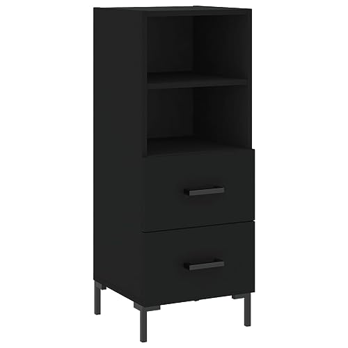 Qnhdfrt Sideboard Schwarz Modernes Design Langlebig Holzwerkstoff Metallbeine 34,5x34x90 cm mit Stauraum für Wohnzimmer Küche Flur von Qnhdfrt