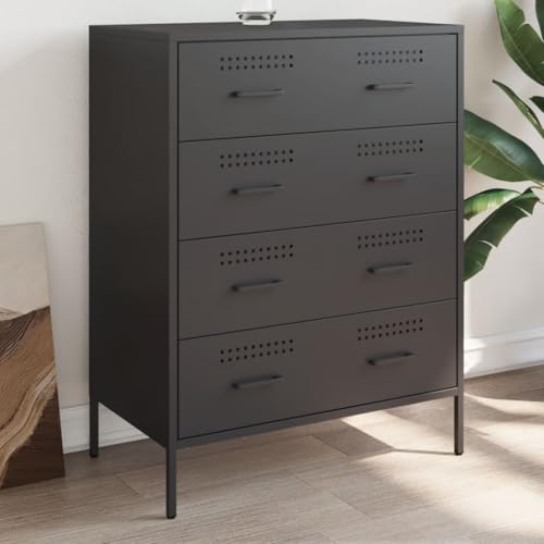 Qnhdfrt Sideboard Schwarz Stahl Industrial Möbel mit 4 Schubladen 68x39x89 cm für Wohnzimmer Schlafzimmer Flur Qnhdfrt Sideboard Schwarz Stahl Industrial Möbel mit 4 Schubladen 68x39x89 cm für Wohnzimmer Schlafzimmer Flur von Qnhdfrt