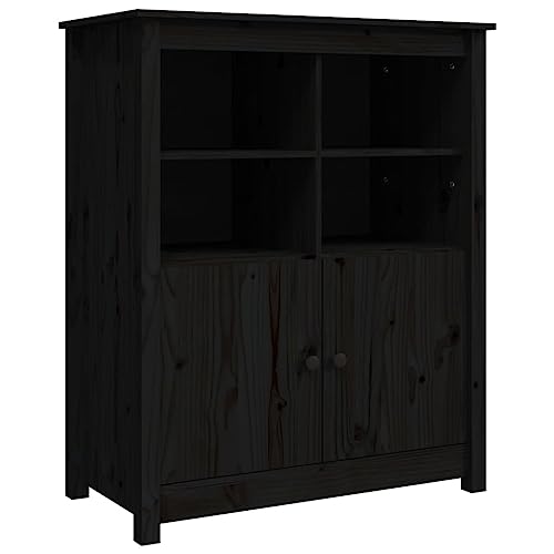 Qnhdfrt Sideboard Schwarz aus Massivholz Kiefer Breit 83x41,5x100 cm mit 6 Fächern Landhausstil Design für Wohnzimmer Küche Flur Büro und Esszimmer Qnhdfrt Sideboard Schwarz aus Massivholz Kiefer Breit 83x41,5x100 cm mit 6 Fächern Landhausstil Design für Wohnzimmer Küche Flur Büro und Esszimmer von Qnhdfrt