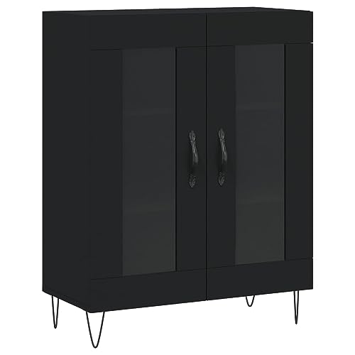 Qnhdfrt Sideboard Schwarz mit Glas-Türen 69,5x34x90 cm aus Holzwerkstoff für Wohnzimmer Küche Flur mit Viel Stauraum Qnhdfrt Sideboard Schwarz mit Glas-Türen 69,5x34x90 cm aus Holzwerkstoff für Wohnzimmer Küche Flur mit Viel Stauraum von Qnhdfrt