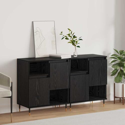 Qnhdfrt Sideboard Schwarze Eiche 120x35x70 cm Set 2er mit 4 Türen Modernes Design Robuster Holzwerkstoff Stauraum für Wohnzimmer Küche Flur Qnhdfrt Sideboard Schwarze Eiche 120x35x70 cm Set 2er mit 4 Türen Modernes Design Robuster Holzwerkstoff Stauraum für Wohnzimmer Küche Flur von Qnhdfrt