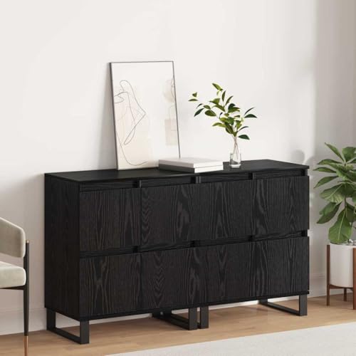Qnhdfrt Sideboard Schwarze Eiche 2er Set 120 x 35 x 70 cm Holzwerkstoff mit 8 Türen Modernes Lowboard für Living Room Küche Flur Qnhdfrt Sideboard Schwarze Eiche 2er Set 120 x 35 x 70 cm Holzwerkstoff mit 8 Türen Modernes Lowboard für Living Room Küche Flur von Qnhdfrt