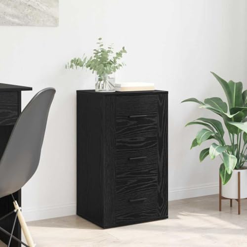 Qnhdfrt Sideboard Schwarze Eiche 40 x 33 x 70 cm aus Holzwerkstoff mit 3 Schubladen Modernes Design und robuster Holzwerkstoff für Living Room Küche Flur von Qnhdfrt