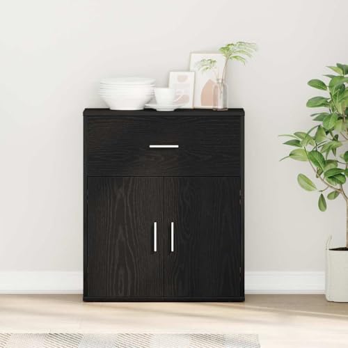 Qnhdfrt Sideboard Schwarze Eiche 60 x 31 x 70 cm Holzwerkstoff - Modernes Design mit Stauraum für Wohnzimmer, Essbereich oder Flur von Qnhdfrt