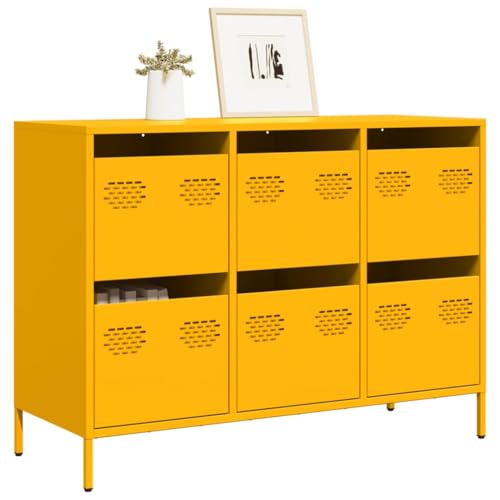 Qnhdfrt Sideboard Senfgelb 101,5x39x73,5 cm aus Kaltgewalztem Stahl mit 6 Schubladen – Robustes und vielseitiges Möbel für Wohnzimmer Küche Flur und Büro Qnhdfrt Sideboard Senfgelb 101,5x39x73,5 cm aus Kaltgewalztem Stahl mit 6 Schubladen – Robustes und vielseitiges Möbel für Wohnzimmer Küche Flur und Büro von Qnhdfrt