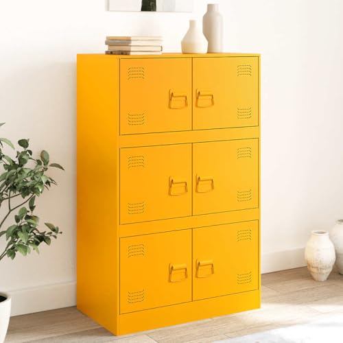 Qnhdfrt Sideboard Senfgelb aus Stahl 67x39x107 cm mit 6 Fächern Industrielles Design Stauraum Möbel für Wohnzimmer Flur Qnhdfrt Sideboard Senfgelb aus Stahl 67x39x107 cm mit 6 Fächern Industrielles Design Stauraum Möbel für Wohnzimmer Flur von Qnhdfrt