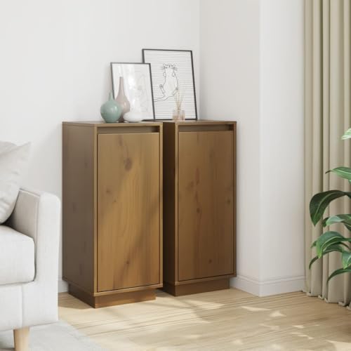 Qnhdfrt Sideboard Set 2 Stück Honigbraun Massivholz Kiefer 31,5x34x75 cm Beistellschrank für Wohnzimmer Flur Landhausstil Qnhdfrt Sideboard Set 2 Stück Honigbraun Massivholz Kiefer 31,5x34x75 cm Beistellschrank für Wohnzimmer Flur Landhausstil von Qnhdfrt