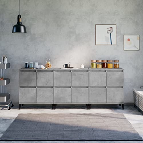 Qnhdfrt Sideboard Set 3 STK Betongrau Holzwerkstoff Schrank 60x35x70 cm Klassisches Design mit Aufbewahrung für Wohnzimmer Küche Flur Qnhdfrt Sideboard Set 3 STK Betongrau Holzwerkstoff Schrank 60x35x70 cm Klassisches Design mit Aufbewahrung für Wohnzimmer Küche Flur von Qnhdfrt