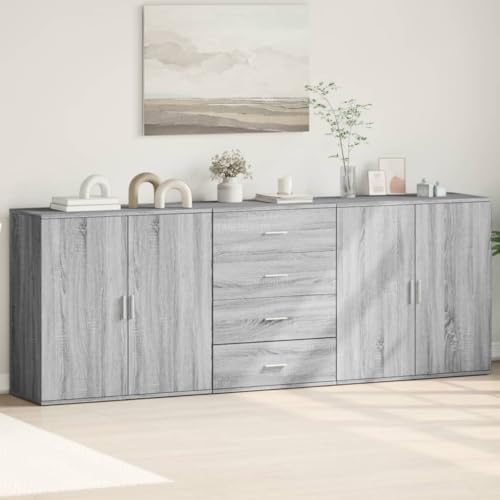 Qnhdfrt Sideboard Set 3 STK Grau Sonoma Holzwerkstoff Wohnzimmerschrank Flurmöbel mit Stauraum Modernes Design Qnhdfrt Sideboard Set 3 STK Grau Sonoma Holzwerkstoff Wohnzimmerschrank Flurmöbel mit Stauraum Modernes Design von Qnhdfrt