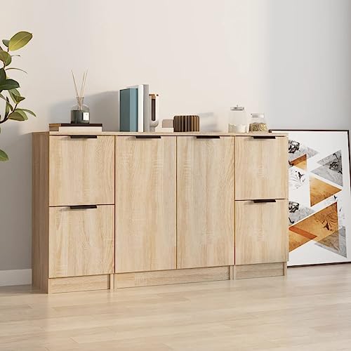 Qnhdfrt Sideboard Set 3 Stücke Sonoma-Eiche Holzwerkstoff Kommode Schrank für Wohnzimmer Küche Flur mit Stauraum Multifunktional Design und Einfacher Reinigung Qnhdfrt Sideboard Set 3 Stücke Sonoma-Eiche Holzwerkstoff Kommode Schrank für Wohnzimmer Küche Flur mit Stauraum Multifunktional Design und Einfacher Reinigung von Qnhdfrt