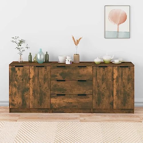 Qnhdfrt Sideboard Set 3-TLG Räuchereiche Holzwerkstoff Schrank und Kommode 60x30x70 cm für Wohnzimmer Küche Flur mit Stauraum Minimalistisches Design Qnhdfrt Sideboard Set 3-TLG Räuchereiche Holzwerkstoff Schrank und Kommode 60x30x70 cm für Wohnzimmer Küche Flur mit Stauraum Minimalistisches Design von Qnhdfrt