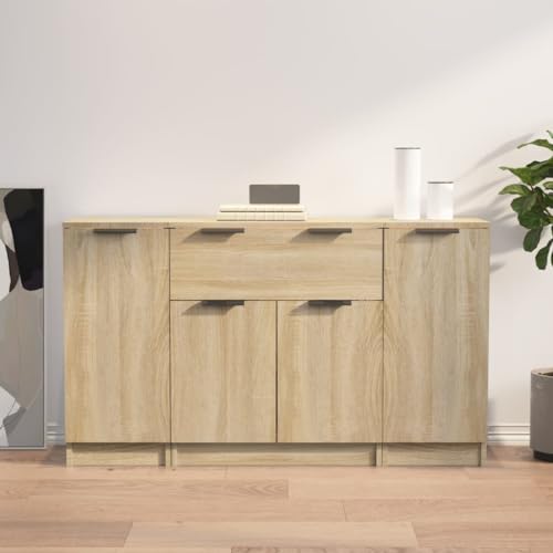 Qnhdfrt Sideboard Set 3-TLG. Sonoma-Eiche Holzwerkstoff - Modernes Design mit 6 Fächern & Schublade, Viel Stauraum für Wohnzimmer, Küche & Flur Qnhdfrt Sideboard Set 3-TLG. Sonoma-Eiche Holzwerkstoff - Modernes Design mit 6 Fächern & Schublade, Viel Stauraum für Wohnzimmer, Küche & Flur von Qnhdfrt