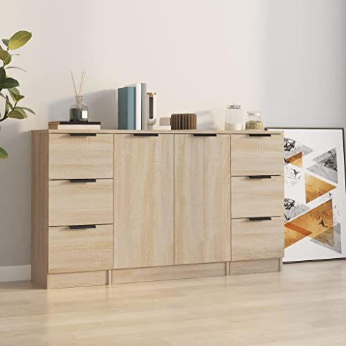 Qnhdfrt Sideboard Set 3-teilig Sonoma-Eiche Holzwerkstoff Kommode Schrank für Wohnzimmer Flur mit reichlich Stauraum und minimalistischem Design Qnhdfrt Sideboard Set 3-teilig Sonoma-Eiche Holzwerkstoff Kommode Schrank für Wohnzimmer Flur mit reichlich Stauraum und minimalistischem Design von Qnhdfrt