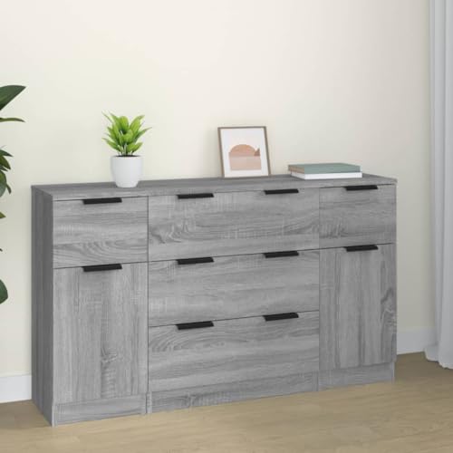 Qnhdfrt Sideboard Set Grau Sonoma aus Holzwerkstoff mit Modernem Design und Viel Stauraum für Wohnzimmer Küche Büro oder Flur Qnhdfrt Sideboard Set Grau Sonoma aus Holzwerkstoff mit Modernem Design und Viel Stauraum für Wohnzimmer Küche Büro oder Flur von Qnhdfrt