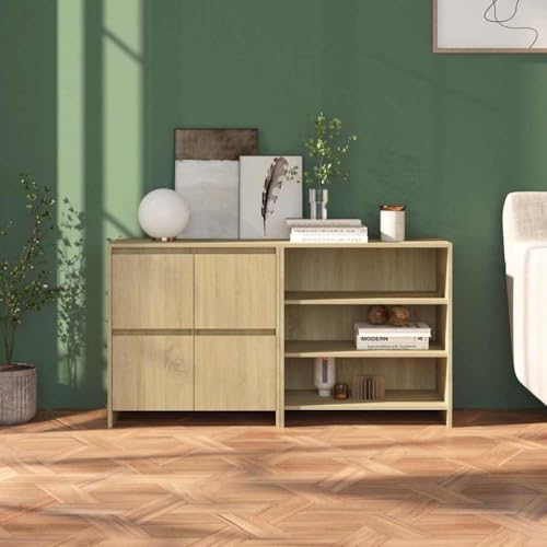 Qnhdfrt Sideboard Set aus Holzwerkstoff Sonoma-Eiche 2-TLG Beistellschrank mit Türen und Regalen 70 cm Breite für Wohnzimmer Küche Flur Qnhdfrt Sideboard Set aus Holzwerkstoff Sonoma-Eiche 2-TLG Beistellschrank mit Türen und Regalen 70 cm Breite für Wohnzimmer Küche Flur von Qnhdfrt