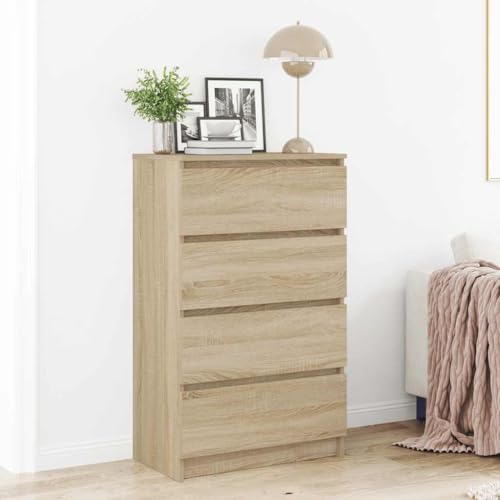 Qnhdfrt Sideboard Sonoma-Eiche 60x35x98,5 cm Holzwerkstoff mit 4 Schubladen Stauraum Möbel für Wohnzimmer Flur Küche Modernes Design Qnhdfrt Sideboard Sonoma-Eiche 60x35x98,5 cm Holzwerkstoff mit 4 Schubladen Stauraum Möbel für Wohnzimmer Flur Küche Modernes Design von Qnhdfrt