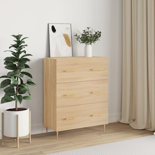 Qnhdfrt Sideboard Sonoma-Eiche Holzwerkstoff 69,5x34x90 cm mit 3 Schubladen Metallfüßen für Wohnzimmer Küche Flur Klassisches Design und Robuste Stabilität Qnhdfrt Sideboard Sonoma-Eiche Holzwerkstoff 69,5x34x90 cm mit 3 Schubladen Metallfüßen für Wohnzimmer Küche Flur Klassisches Design und Robuste Stabilität von Qnhdfrt