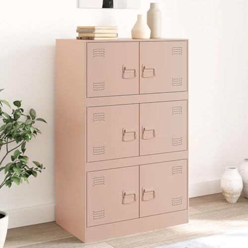 Qnhdfrt Sideboard Stahl Rosa 67x39x107 cm Schrank mit 6 Türen Wohnzimmer Aufbewahrungsschrank Küchenschrank Qnhdfrt Sideboard Stahl Rosa 67x39x107 cm Schrank mit 6 Türen Wohnzimmer Aufbewahrungsschrank Küchenschrank von Qnhdfrt