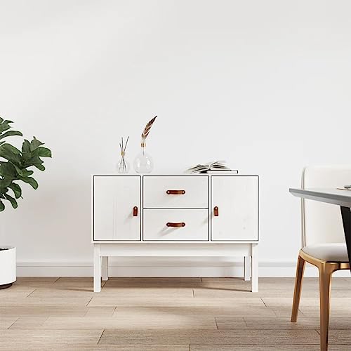 Qnhdfrt Sideboard Weiß 110x40x78 cm Massivholz Kiefer mit Schubladen und Türen Zeitloses Design für Wohnzimmer Küche Flur Qnhdfrt Sideboard Weiß 110x40x78 cm Massivholz Kiefer mit Schubladen und Türen Zeitloses Design für Wohnzimmer Küche Flur von Qnhdfrt