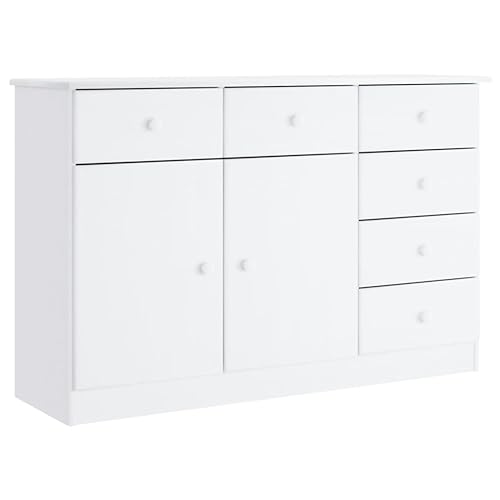 Qnhdfrt Sideboard Weiß 112x35x73 cm Massivholz Kiefer Schrank für Wohnzimmer und Küche mit Stauraum Qnhdfrt Sideboard Weiß 112x35x73 cm Massivholz Kiefer Schrank für Wohnzimmer und Küche mit Stauraum von Qnhdfrt
