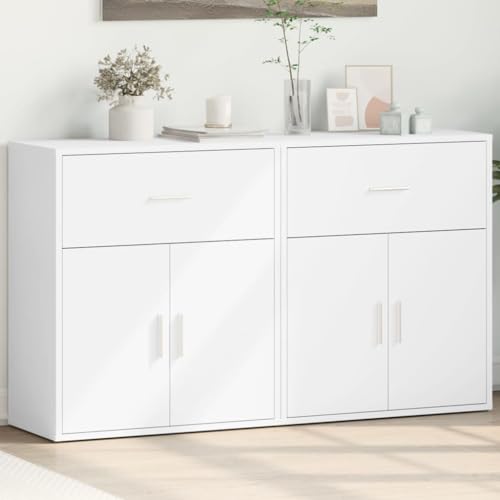 Qnhdfrt Sideboard Weiß 2 Stück Holzwerkstoff 60x31x70 cm Moderner Schrank für Wohnzimmer Esszimmer Flur Qnhdfrt Sideboard Weiß 2 Stück Holzwerkstoff 60x31x70 cm Moderner Schrank für Wohnzimmer Esszimmer Flur von Qnhdfrt