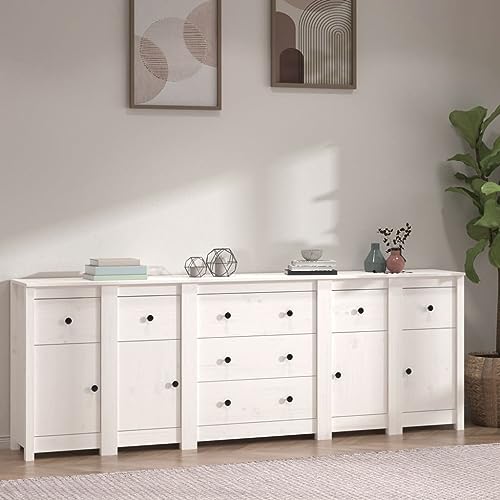 Qnhdfrt Sideboard Weiß 230 cm Breit Massivholz Kiefer Rustikales Design mit Großer Stauraum Qnhdfrt Sideboard Weiß 230 cm Breit Massivholz Kiefer Rustikales Design mit Großer Stauraum von Qnhdfrt