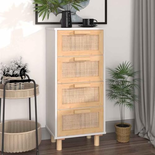 Qnhdfrt Sideboard Weiß 40x30x90 cm mit Massivholz Kieferbeinen und Natur-Rattan Schubladen für Küche Wohnzimmer Flur Qnhdfrt Sideboard Weiß 40x30x90 cm mit Massivholz Kieferbeinen und Natur-Rattan Schubladen für Küche Wohnzimmer Flur von Qnhdfrt