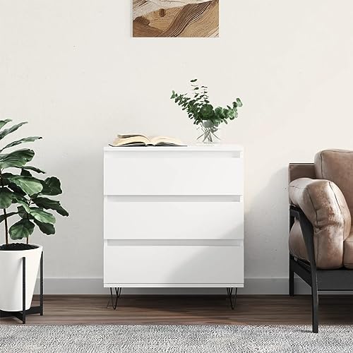Qnhdfrt Sideboard Weiß 60 cm Breite Holzwerkstoff mit Eisenbeinen Stauraum Kommode für Wohnzimmer Flur Esszimmer von Qnhdfrt