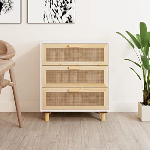 Qnhdfrt Sideboard Weiß 60x30x70 cm mit 3 Schubladen Massivholz Kiefer Natur-Rattan für Wohnzimmer Küche Flur Stabile Aufbewahrung Qnhdfrt Sideboard Weiß 60x30x70 cm mit 3 Schubladen Massivholz Kiefer Natur-Rattan für Wohnzimmer Küche Flur Stabile Aufbewahrung von Qnhdfrt