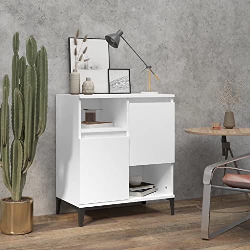 Qnhdfrt Sideboard Weiß 60x35x70 cm Holzwerkstoff Klassisches Design mit 4 Fächern Schrank für Wohnzimmer Küche Flur von Qnhdfrt