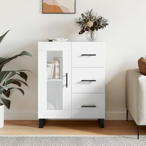 Qnhdfrt Sideboard Weiß 69,5x34x90 cm aus Holzwerkstoff mit Glastür und Schubladen für Wohnzimmer Küche Flur | Zeitloses Design Robust Viel Stauraum Qnhdfrt Sideboard Weiß 69,5x34x90 cm aus Holzwerkstoff mit Glastür und Schubladen für Wohnzimmer Küche Flur | Zeitloses Design Robust Viel Stauraum von Qnhdfrt