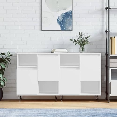 Qnhdfrt Sideboard Weiß Holzwerkstoff 2 Stück 120 cm Breit Klassisches Design Wohnzimmer Flur von Qnhdfrt