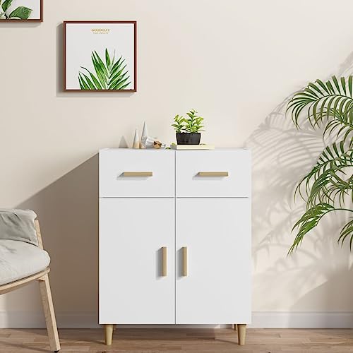 Qnhdfrt Sideboard Weiß Holzwerkstoff 69,5x34x89 cm mit 2 Türen und 2 Schubladen, Klassisches Design für Wohnzimmer Küche Flur Qnhdfrt Sideboard Weiß Holzwerkstoff 69,5x34x89 cm mit 2 Türen und 2 Schubladen, Klassisches Design für Wohnzimmer Küche Flur von Qnhdfrt