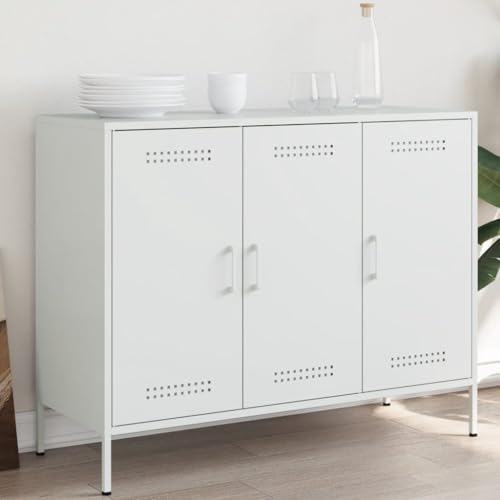 Qnhdfrt Sideboard Weiß Stahl Industrial Beistellschrank 100,5x39x79 cm mit 6 Fächern und 3 Türen Robust für Wohnzimmer Schlafzimmer Moderner Stauraum Qnhdfrt Sideboard Weiß Stahl Industrial Beistellschrank 100,5x39x79 cm mit 6 Fächern und 3 Türen Robust für Wohnzimmer Schlafzimmer Moderner Stauraum von Qnhdfrt