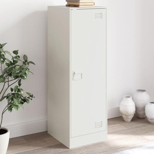 Qnhdfrt Sideboard Weiß aus Kaltgewalztem Stahl 34,5x39x107 cm mit 3 Fächern und Tür Robustes Möbel für Wohnzimmer Flur von Qnhdfrt