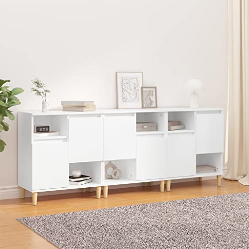Qnhdfrt Sideboard Wohnzimmer 3er Set Weiß 60x35x70 cm aus Holzwerkstoff & Massivholz Eukalyptus - Modernes Design mit 4 Fächern & 2 Türen für Stauraum Qnhdfrt Sideboard Wohnzimmer 3er Set Weiß 60x35x70 cm aus Holzwerkstoff & Massivholz Eukalyptus - Modernes Design mit 4 Fächern & 2 Türen für Stauraum von Qnhdfrt