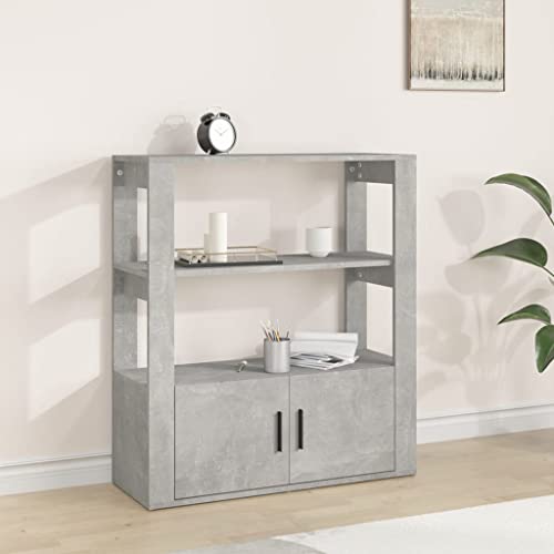 Qnhdfrt Sideboard Wohnzimmer Betongrau 80 x 30 cm Holzwerkstoff Modernes Design mit Stauraum & Stabiler Tischplatte für Deko von Qnhdfrt